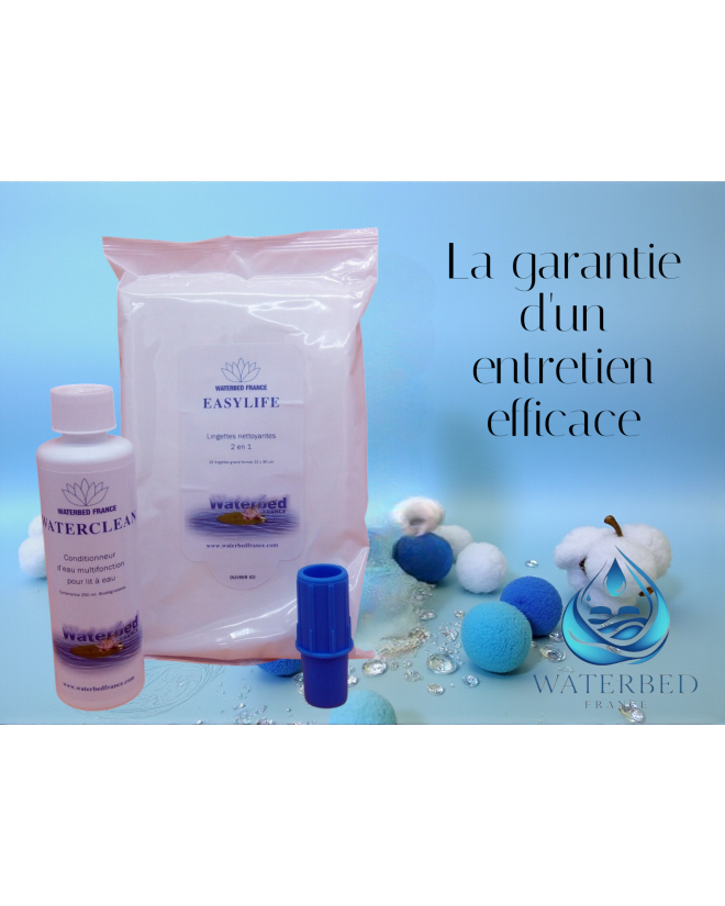 Conditionneur pour lit a eau + lingettes nettoyantes Waterbed France Conditionneur pour lit a eau + lingettes nettoyantes Waterbed France