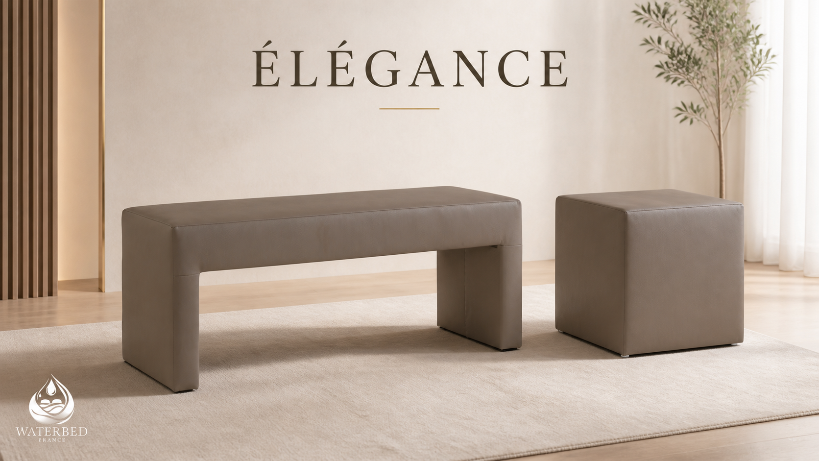 Banc de bout de lit et chevet cube Élégance