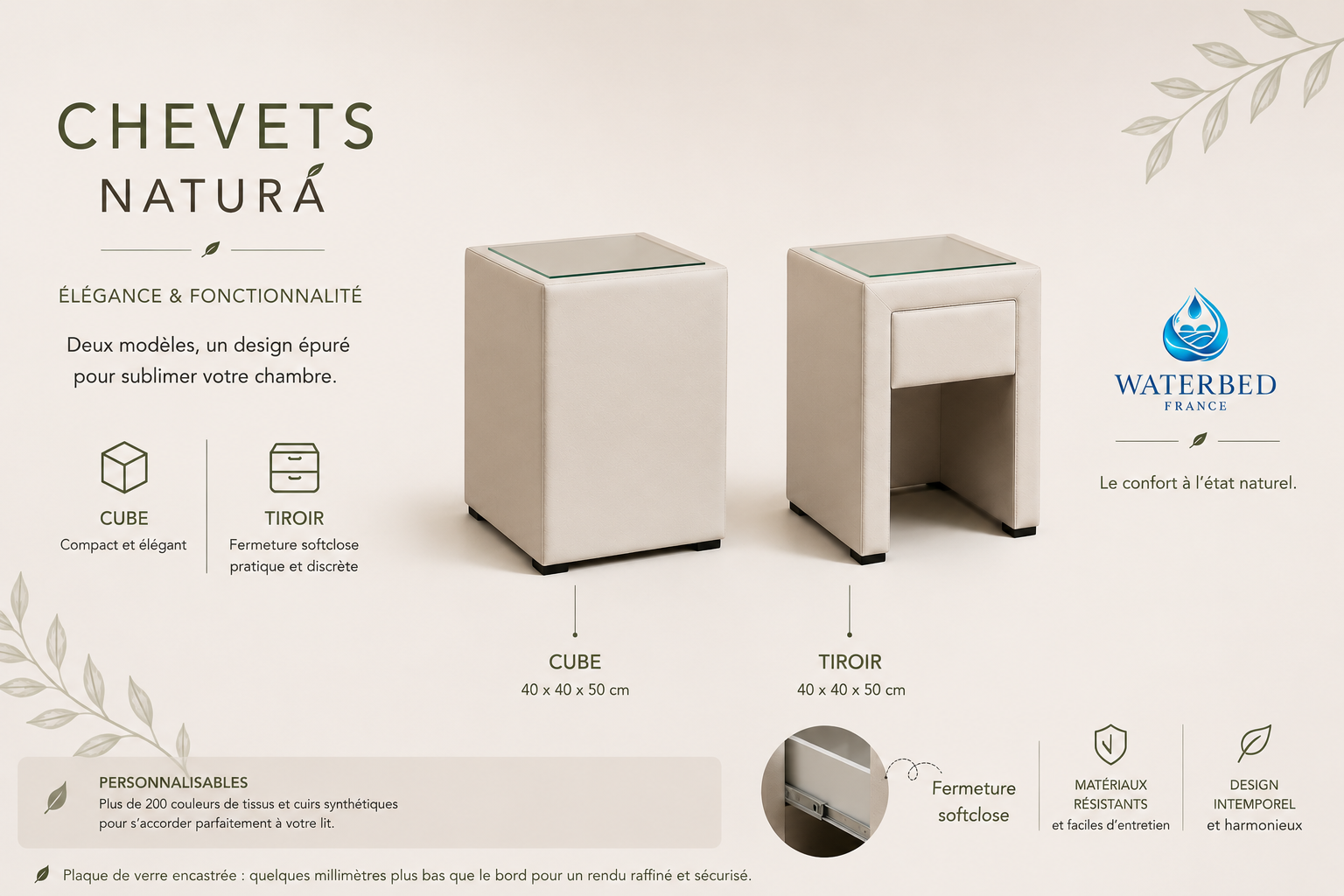 Tables de chevet NATURA | Waterbed France