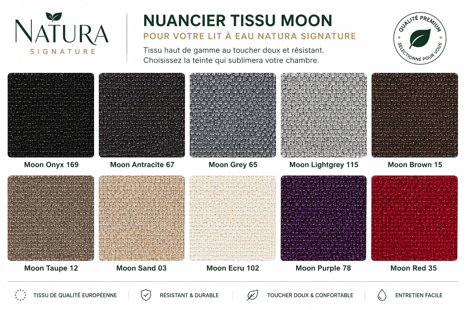 Nuancier tissu MOON | Waterbed France