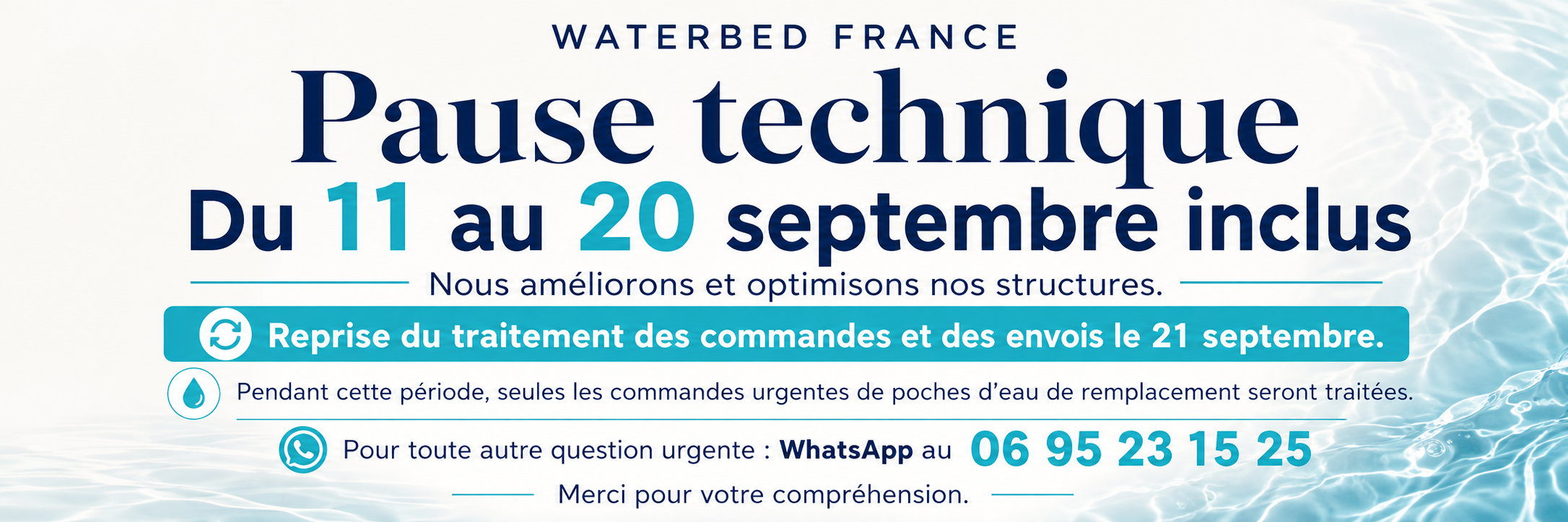 Pause technique entre le 11 et le 20 septembre