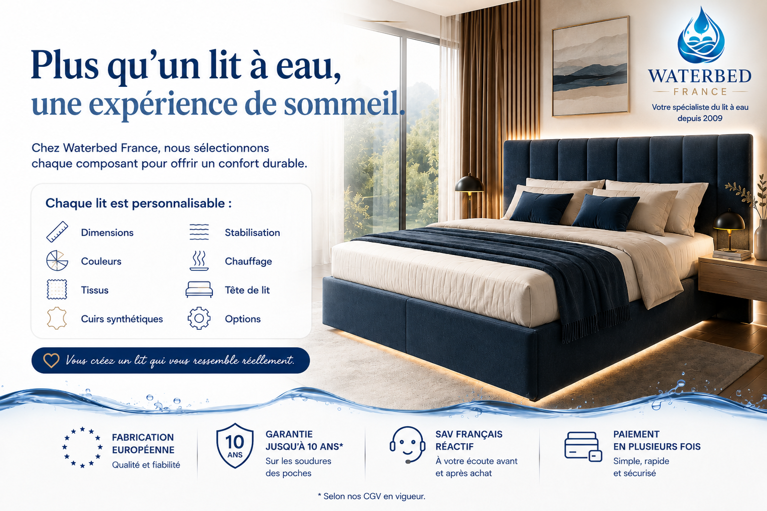 Plus qu'un lit à eau, une expérience de sommeil avec Waterbed France