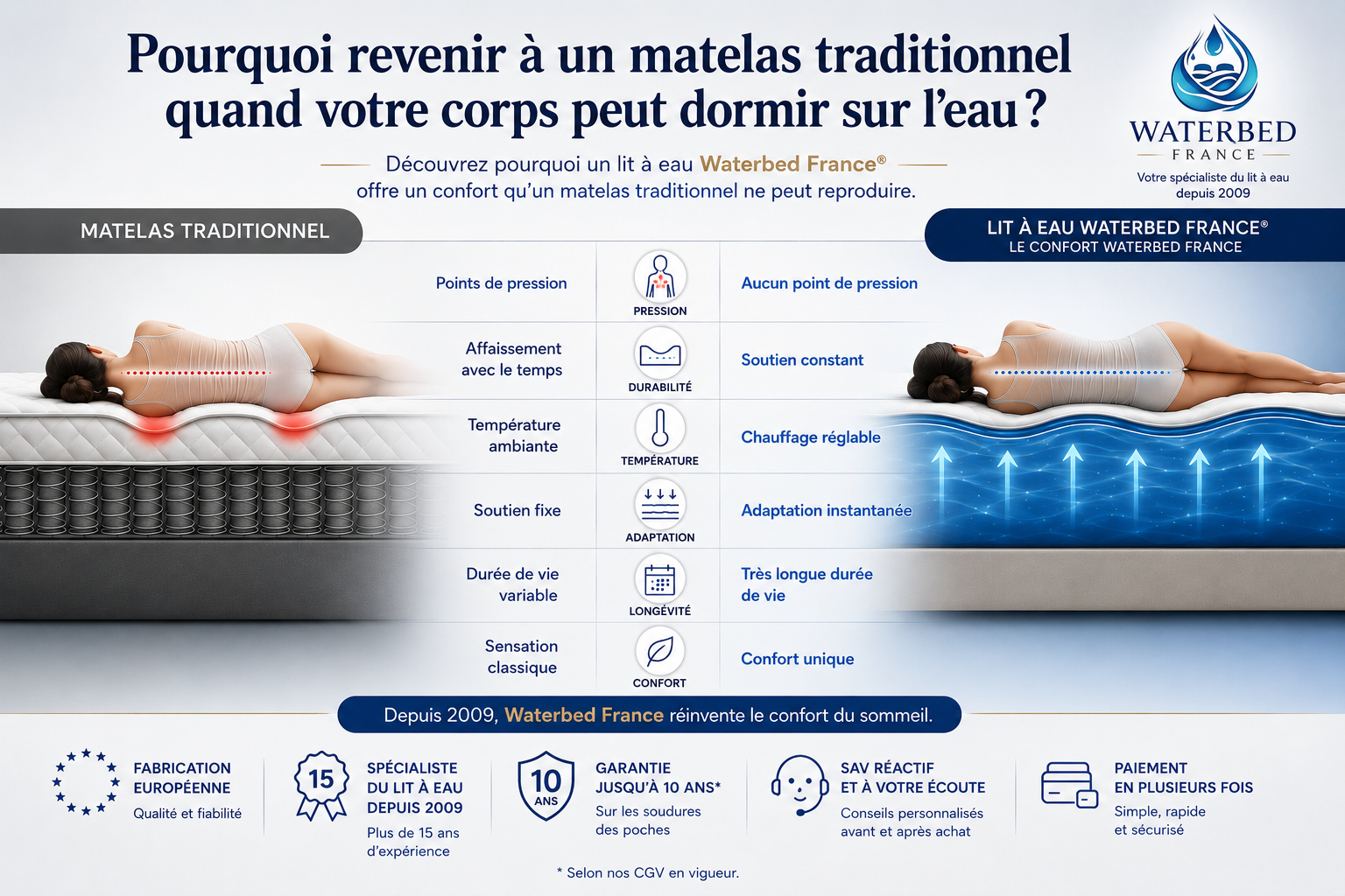 Les avantages d'un lit à eau par rapport à un matelas traditionnel