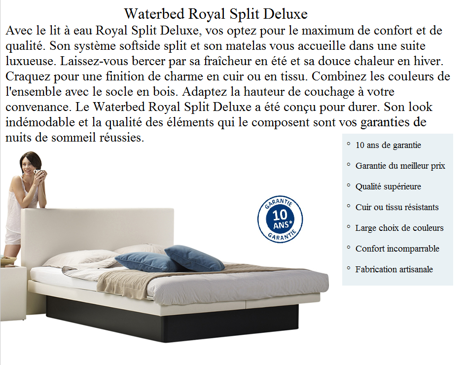 Lit à eau Royal Split Deluxe by Waterbed France Lit à eau Royal Split Deluxe by Waterbed France